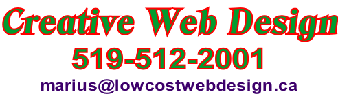 Creative Web Design 519-512-2001 marius@lowcostwebdesign.ca
